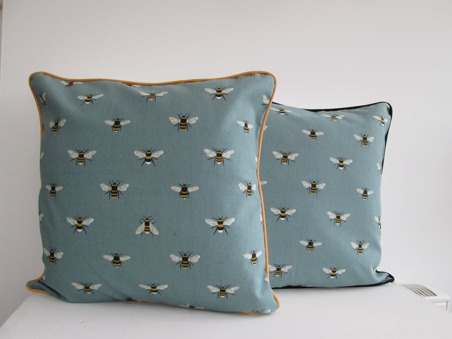 Sophie Allport Teal Bees Cushion Cover with Mu... Folksy