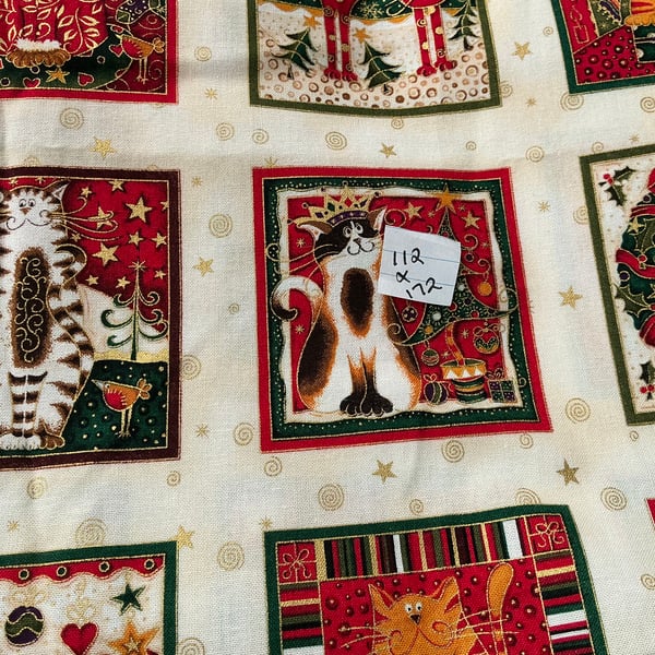 Christmas square fabric cats 
