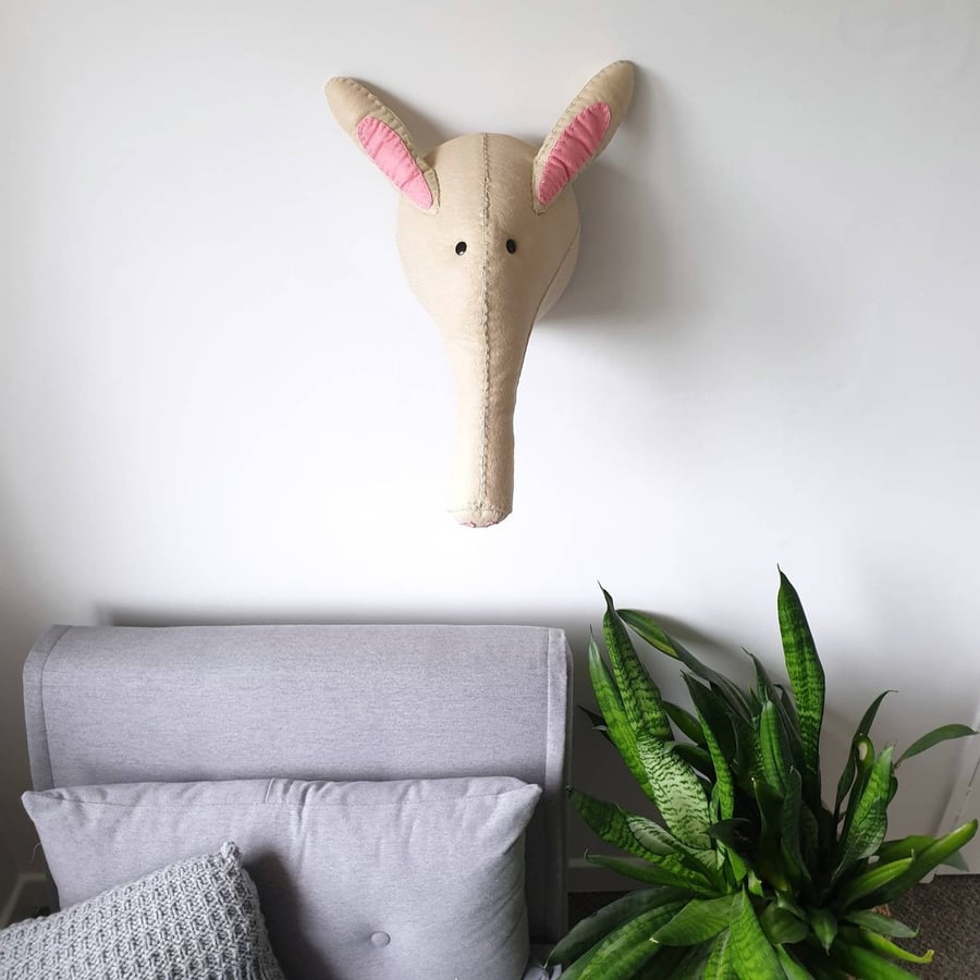 AARDVARK - Felt Faux Taxidermy - Wall Mounted Animal Head
