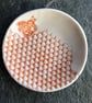Porcelain bowl, dipping honeycomb and bee orange white The Porcelain Menagerie - Image 1