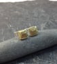 Tiny square stud earrings 18ct gold and silver - Image 5