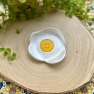 Smiling Fried Egg Ring Dish - Handmade Clay Jewellery Dish - Cute Home Decor