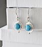Sterling silver and blue enamel round dangle earrings - Image 1
