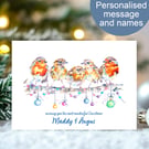 Robin Christmas Card, personalised message and names, 2 sizes