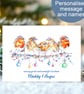 Robin Christmas Card, personalised message and names, 2 sizes - Image 1