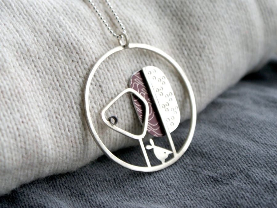 Two trees necklace - sterling silver and aluminium
