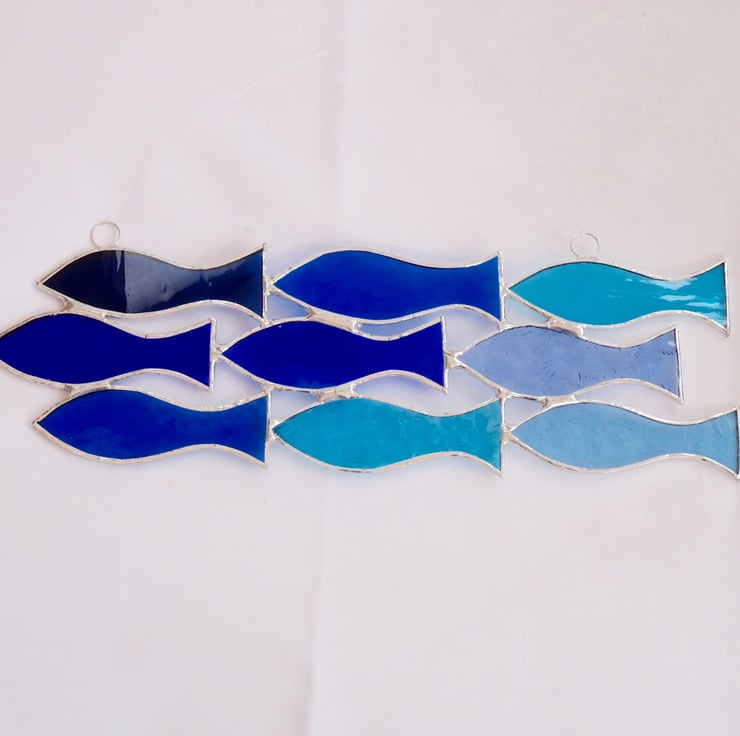 Stained Glass Handmade Hanging Decoration Shoal... Folksy