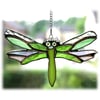 Dragonfly Suncatcher Lime Green Handmade Stained Glass 
