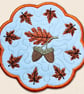 Autumn Acorn and Leaf Candle Coaster - Embroidered Woodland Home Decor - Image 3