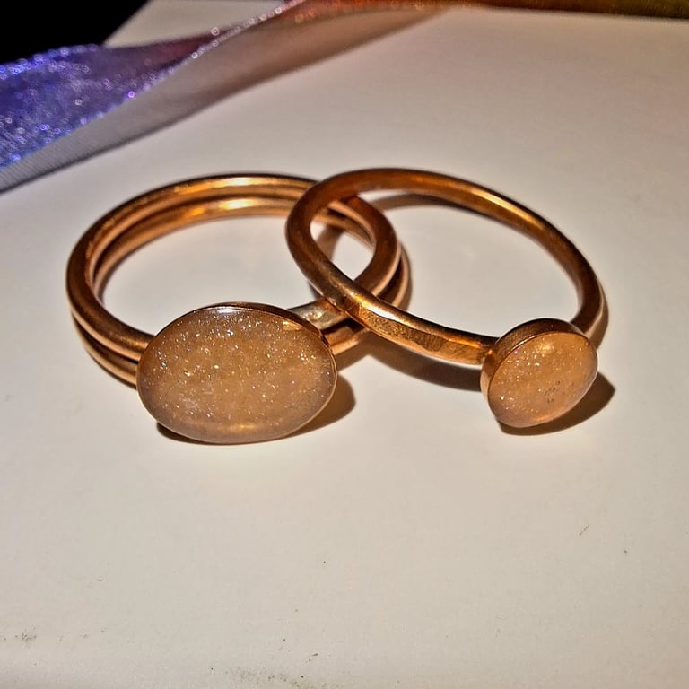 Copper Resin Moon Rings