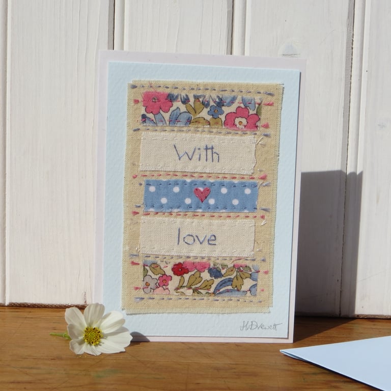 Hand stitched card to send your love to someone special