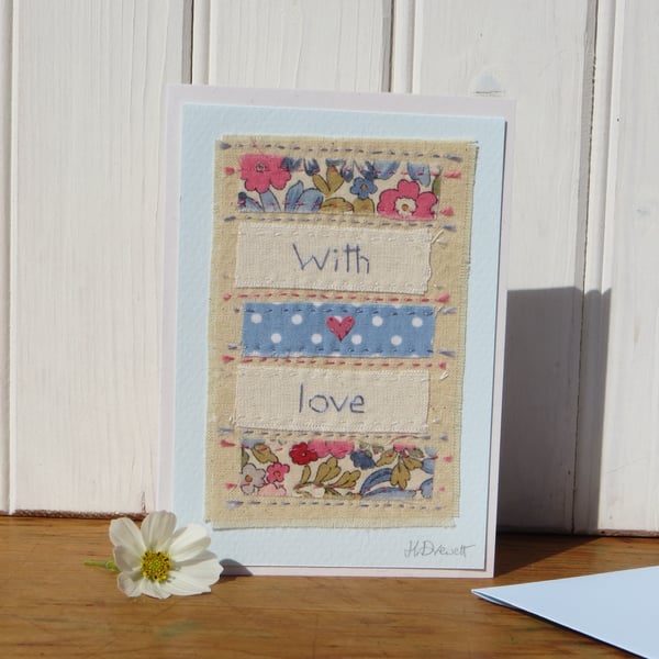 Hand stitched card to send your love to someone special