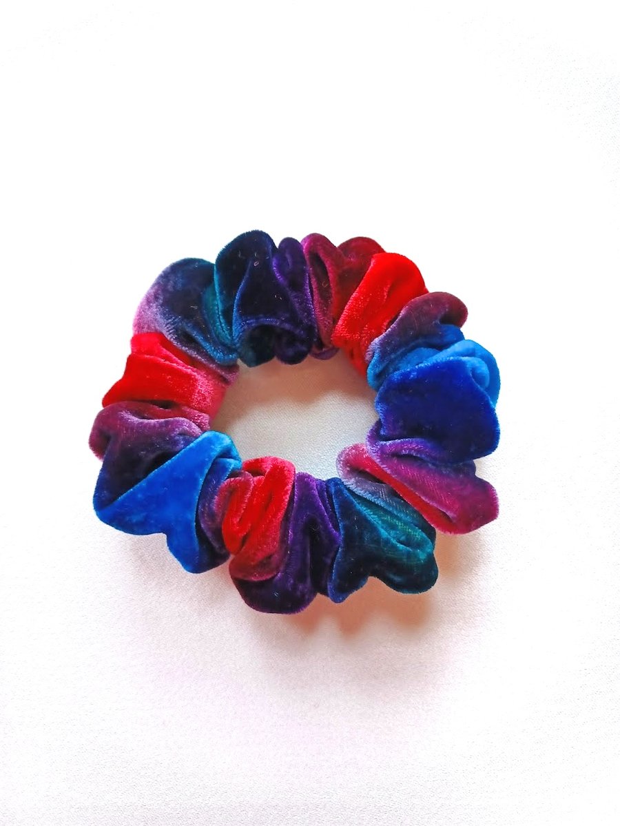 Hand painted ruched velvet hairband, scrunchie.