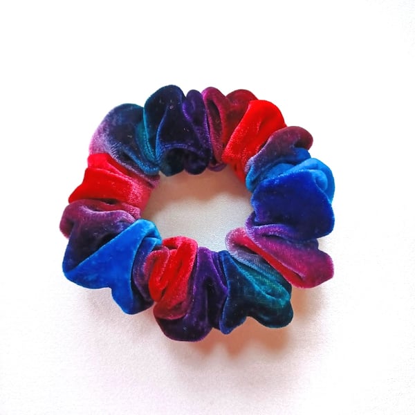 Hand painted ruched velvet hairband, scrunchie.