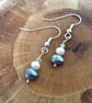 Peacock Freshwater Pearl & Swarovski Crystal Earrings - Image 3
