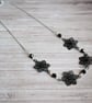 Black Filigree Flower Link Necklace - Image 6