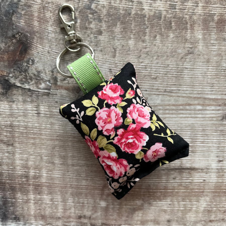 Black Floral Keyring
