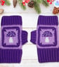 Crochet gloves in a purple lilac and white toadstool design. Toadstool gloves. - Image 5