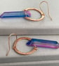 Rainbow Quartz Point Hammered Copper Rustic Boho Earrings - Image 5