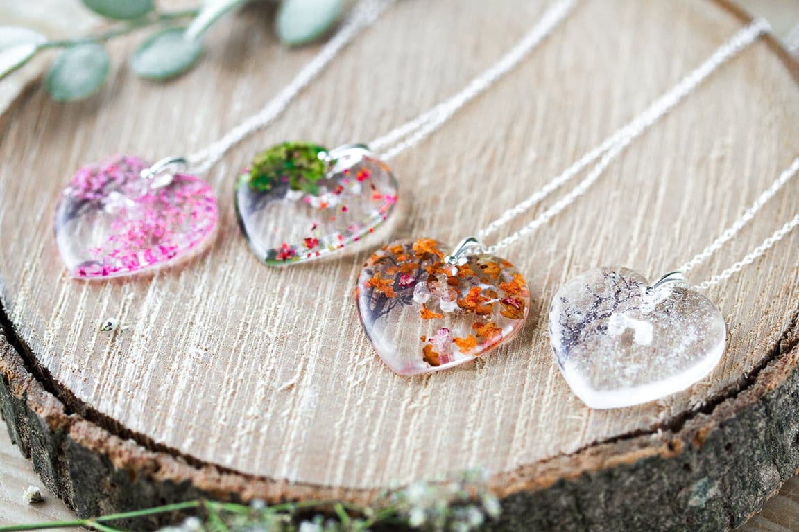 Real Flower Necklace Four Seasons Set Spring Summer Autumn Winter Birthday Gifts