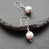 White Agate Drop Earrings Silver Plate