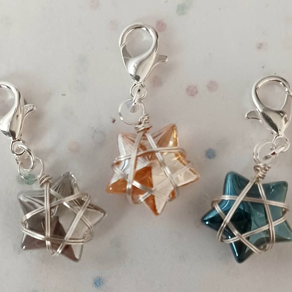 Set of 3 Handmade Wire Wrapped Star Zipper Charms