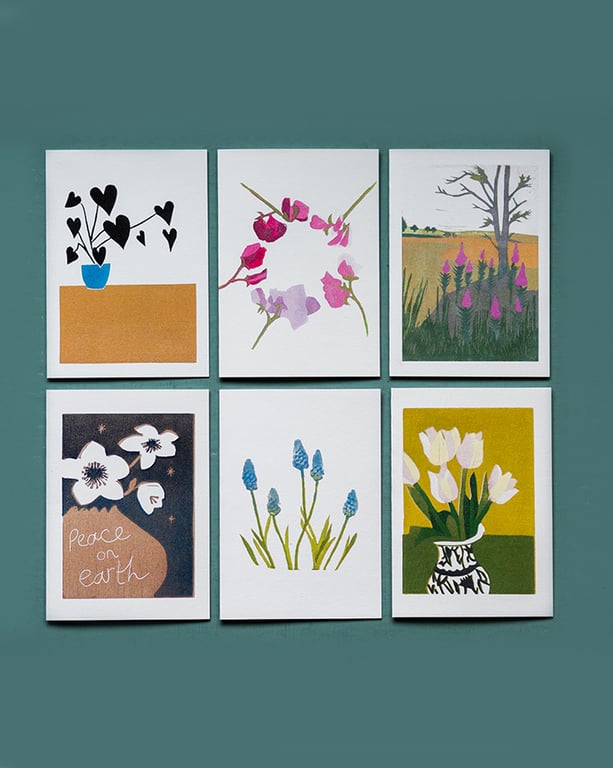 Set of SIX blank cards: FLEURS