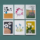Set of SIX blank cards: FLEURS