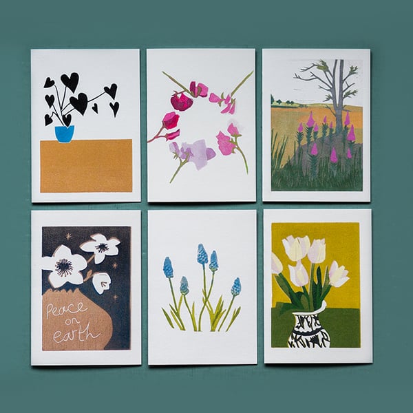 Set of SIX blank cards: FLEURS