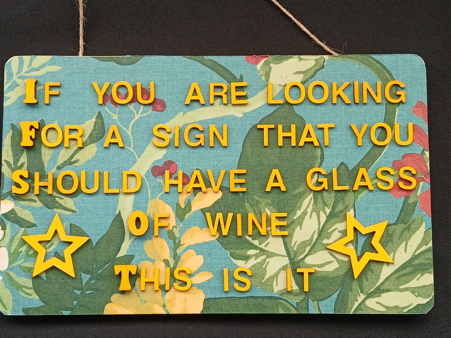 Hand decorated hanging wooden sign 