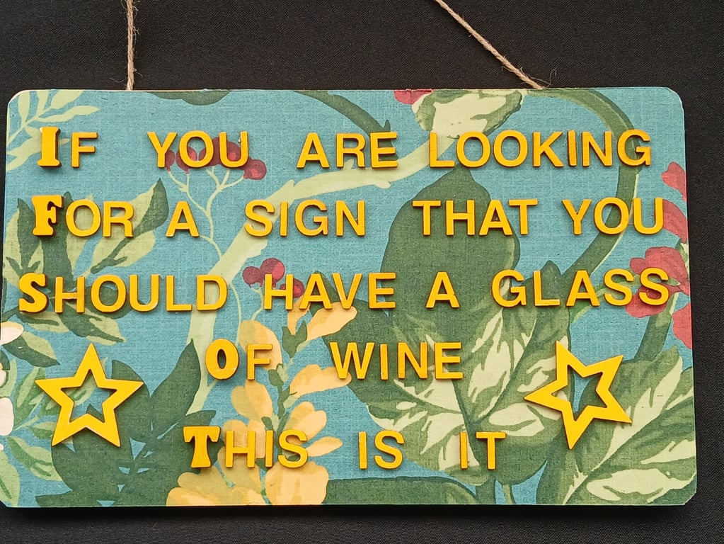 Hand decorated hanging wooden sign 