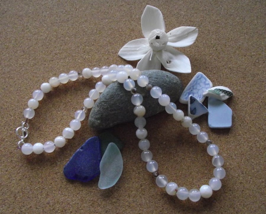 Grey and Botswana Agate necklace