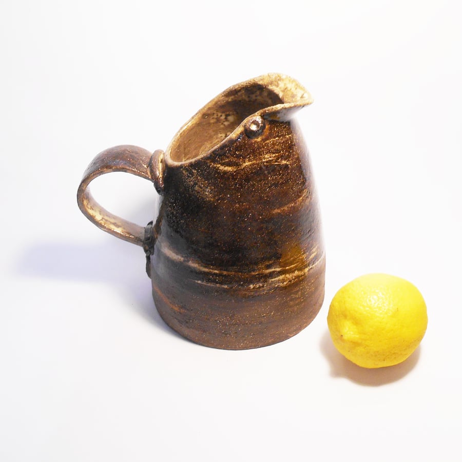 Rustic Vulcan Black marbled clay Ceramic Jug.