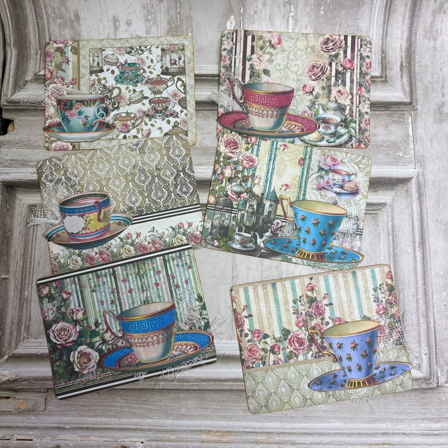 Journal Cards, Set 0f 6 Handmade by Carolee Crafts PB8 0061