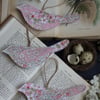 Fabric bird trio in Liberty pale pinks