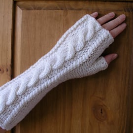 Hand knitted long fingerless gloves wrist warmers