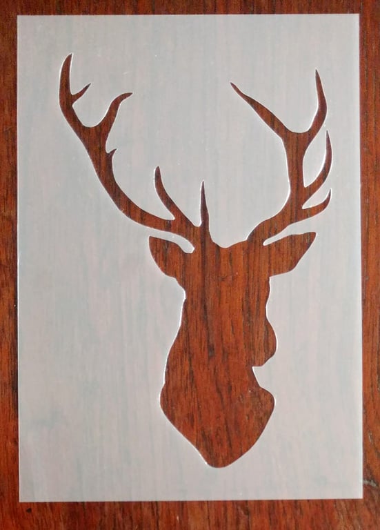Stags Head (A5) Stencil Mask Reusable PP Sheet for Arts & Crafts, DIY