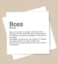 Boss Definition Card - Birthday, Thank you, personalised, blank inside - Image 1