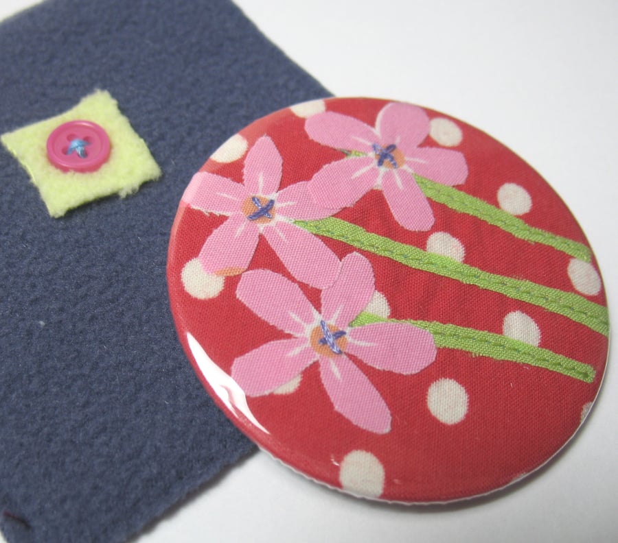 red polka dot mirror and pouch