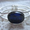 Handmade fused glass bangle - royal blue ripple