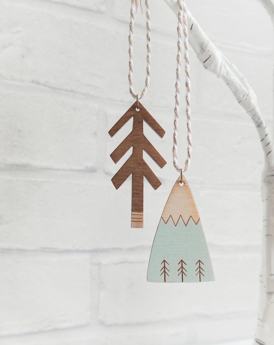 Wilderness Decoration, Mountain & Tree Decoration, Hanging Decoration, Winter