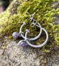 Silver and amethyst hoop earrings - Image 1