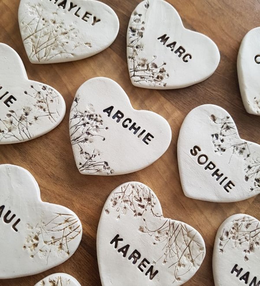 Personalised Floral Lace Heart Ceramic Wedding Favours