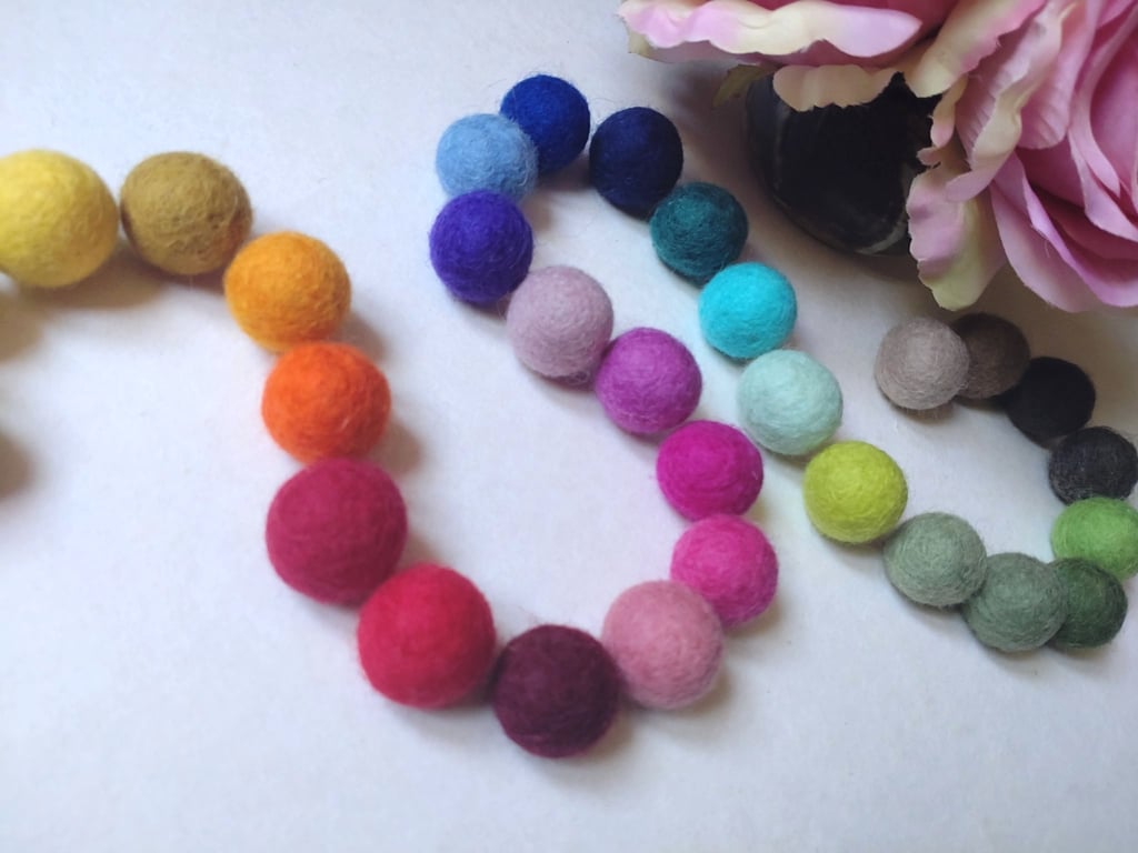 Felt Ball Garland, Rainbow Colours, Eclectic Bohemian Interiors