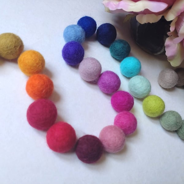 Felt Ball Garland, Rainbow Colours, Eclectic Bohemian Interiors