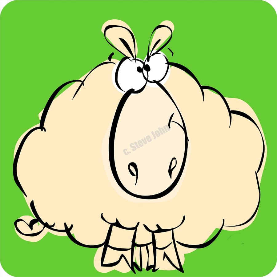 Sheep coaster, green background