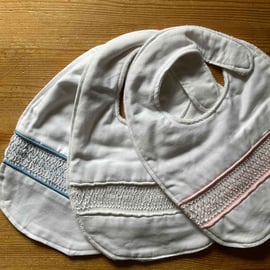 Hand Smocked Special Occasion Baby Bibs