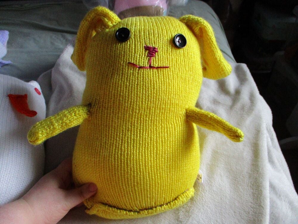 Yellow Allover Giant Dog with Black Eyes Knitted By KM
