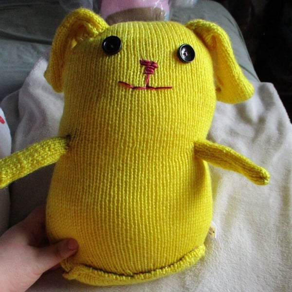 Yellow Allover Giant Dog with Black Eyes Knitted By KM