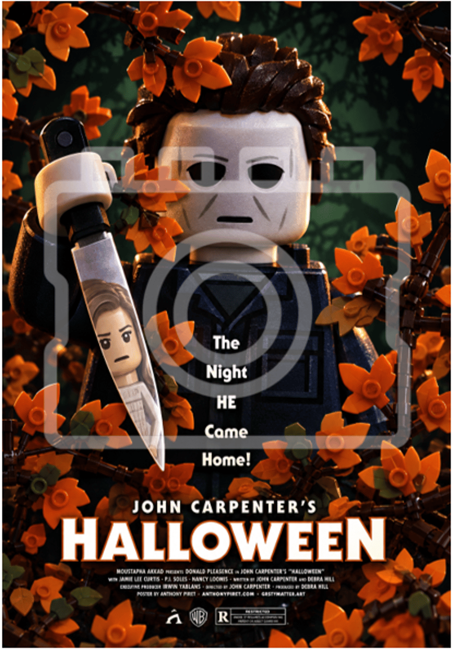 Halloween LEGO-Inspired A4 Art Print - Michael Myers Horror Movie Poster